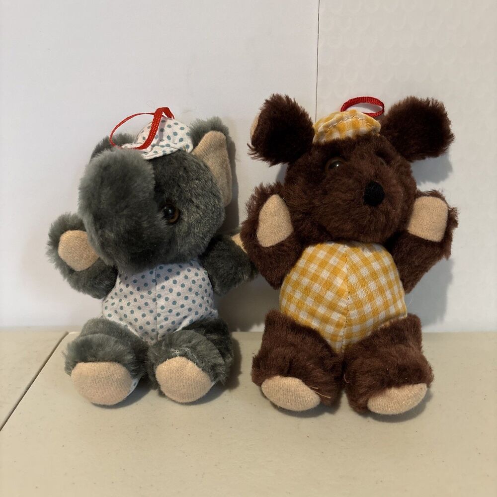 Nanco Bear & Elephant 6" Stuffed Toy Hanging Gift  Preown